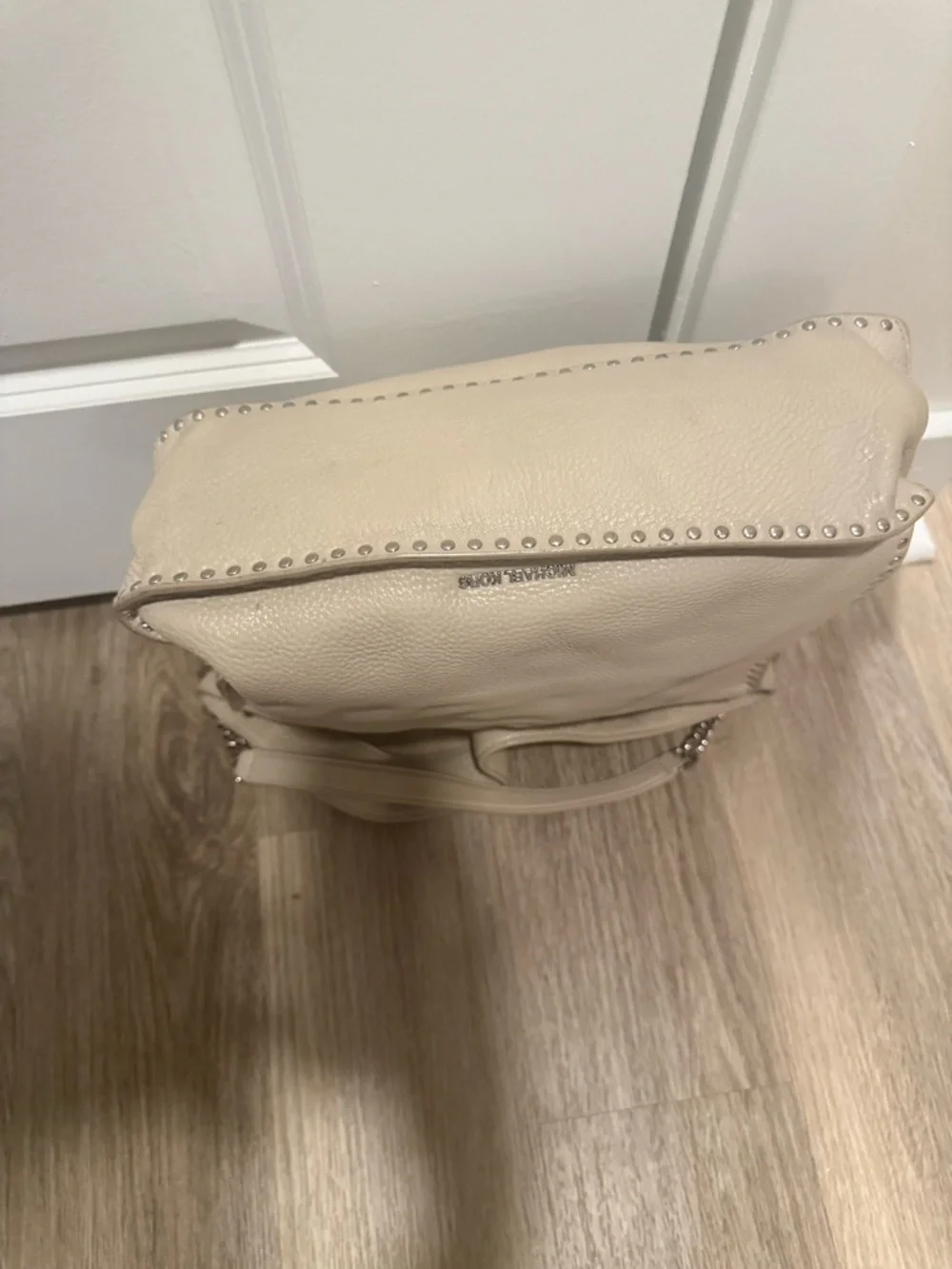 Michael Kors Beige Studded Leather Hobo Bag - Picture 5 of 7